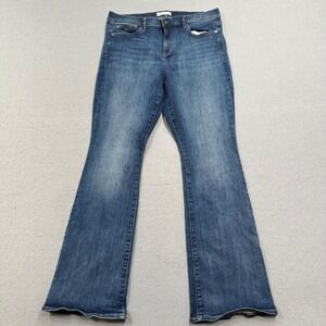 GAP Jeans Women's 32 Short Blue Medium Indigo Baby Bootcut Relaxed Fit Whiskered